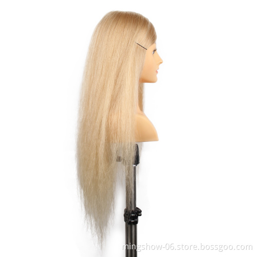 100 real human hair 24 hairdressing training head with shoulder
